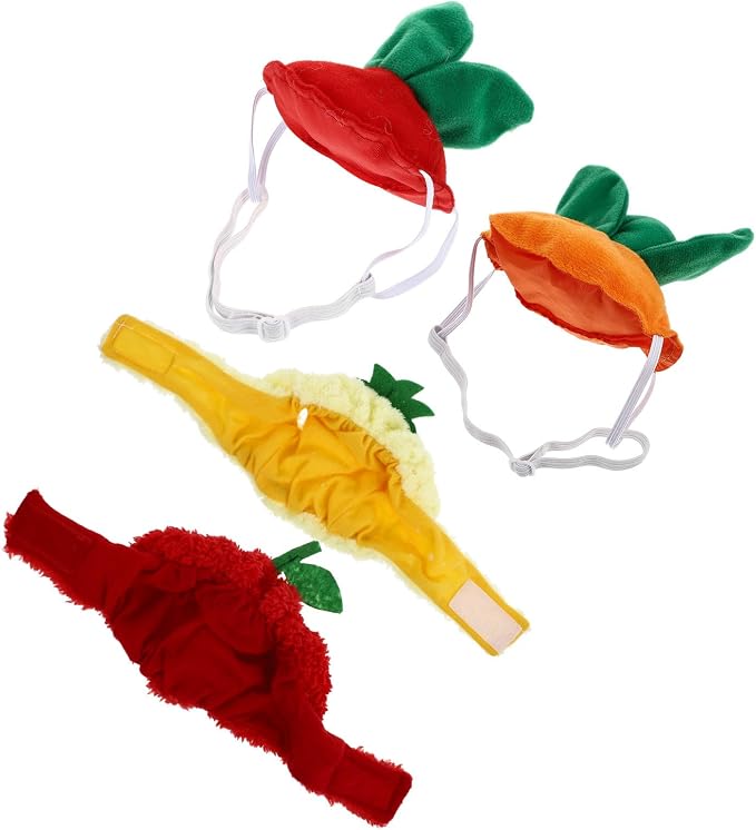 HEMOTON 4pcs Funny Pet Hat for Dogs and Cats, Lovely Fruit-Shaped Cloth Costume with Fine Workmanship, Reducing for Comfortable Wear, for Pet Parties and Dress