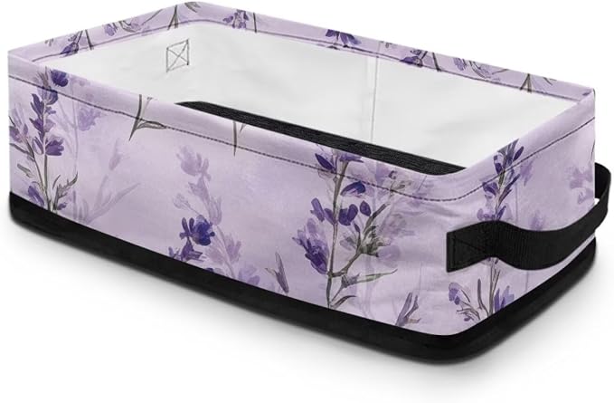 Purple Floral Toilet Paper Baskets for Back of Toilet, Bathroom Basket Toilet Roll Paper Storage Basket Paper Basket for Organizing Bathroom Decor