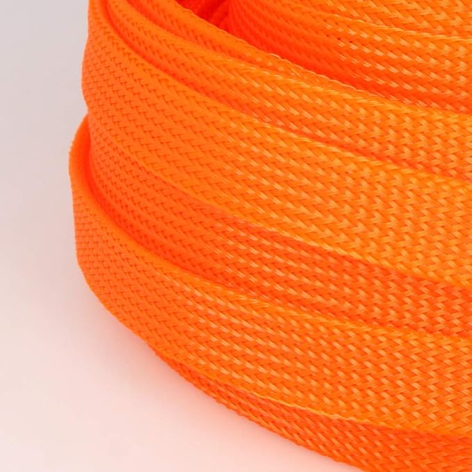 33ft PET Expandable Braid Cable Sleeving, 1/2" Cable Cord Management Sleeve | Orange Wire Loom Tubing Cable Sleeve for TV, Computer, Home Theater, USB Cable, Power Cord Audio Video Cable