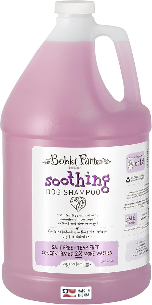 Bobbi Panter Soothing Dog Shampoo Tea Tree, Lavender, Cucumber & Oat Protein – Natural Formula for Sensitive Skin & Irritation Relief, Tear-Free, 30:1 Concentrate, Made in USA, 1 Gallon