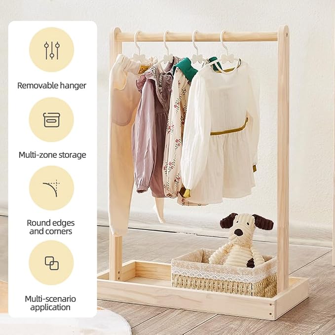 Baby Garment Rack, Kids Clothing Rack with Storage Shelf & Hanging Rod | Mini Closet Rack, Children Clothes Garment Rack, for Bedroom,Playroom,Nursery,Laundry, Pets Clothing Rack for Dogs Cats Dolls