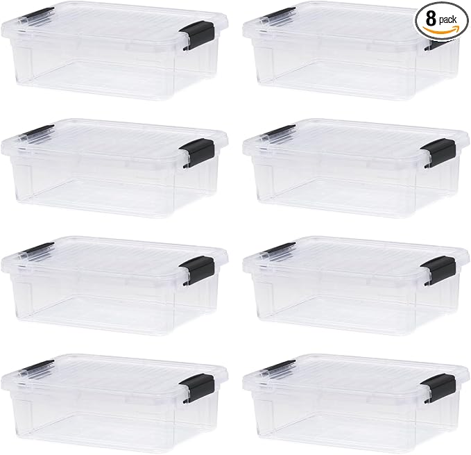 Superio 4.5 Quart Clear Plastic Storage Containers with Lids, Stackable Organizer Bins, BPA-Free Storage Boxes for Home, Office, Dorm & Classroom, 8 Pack