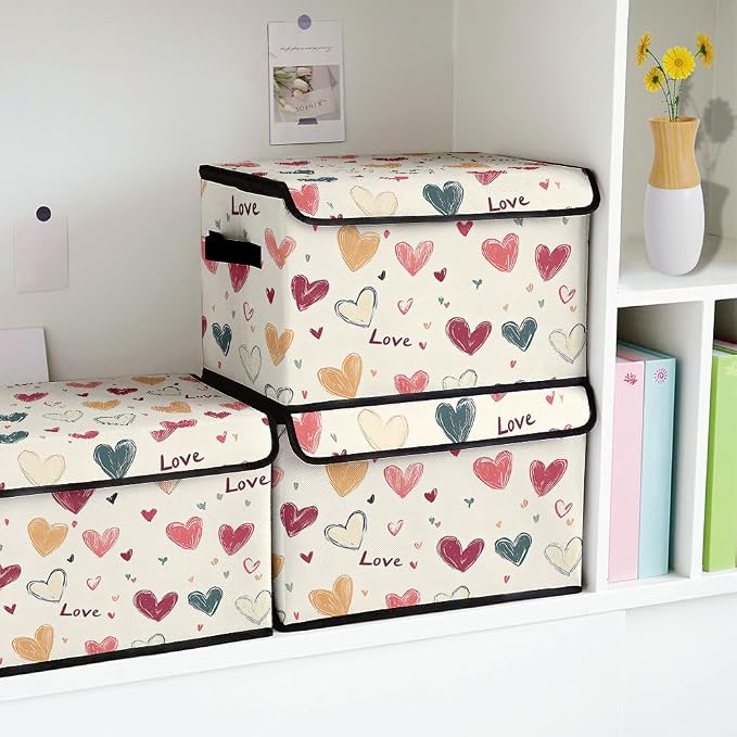 Stackable Clothes Storage Bins with Lids 3 Pack | Closet Organizers Fabric Box for Home and Office,Blanket Clothes Organizers,Under Bed Storage Containers