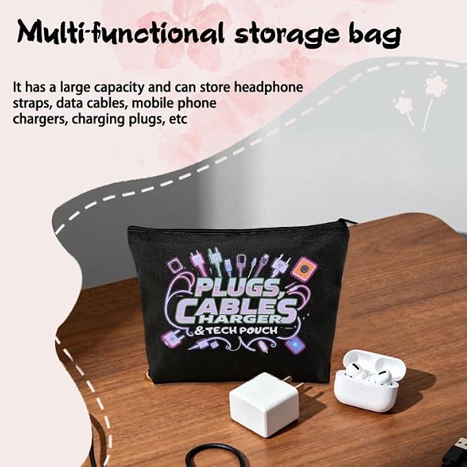 Plug Cable Charger Tech Pouch Charging Cable Organizer Travel Bag Small Usb Wire Storage Bag Earphone Case Pouch Silicone Cord Ties for Electronics Cell Phone Charger Bags for Men Women Charge Wrap