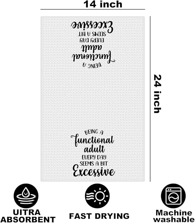 Hanamiya Na Adult Humor Kitchen Towels 24x14 Inch, Funny Saying Reusable Dish Towels for Kitchen Bathroom Decor, Waffle Weave Absorbent Hand Cloth Tea Towel, Humorous Gifts for Women Mom Friend