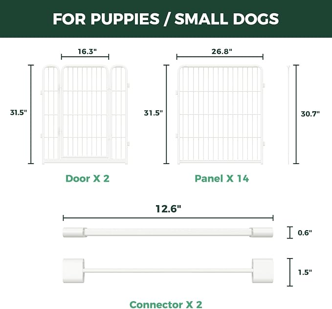 FXW Homeplus Indoor Dog Playpen with Divider Connectors, 32" H, 16 Panels | Calm Indoor Play Area, Two-Zone Layout, For Small & Medium Dogs, Patented