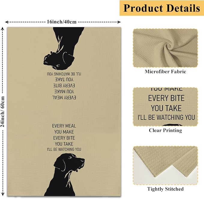 Funny Black Dog Kitchen Towels Dish Cloths, Every Meal You Make Hand Towel Drying Cloth for Bathroom Baking, Dog Lovers Gifts for Friend, Girls, 16x24 Inches -30