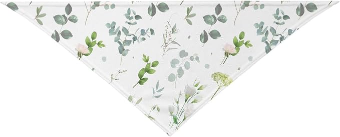 Sage Green Dog Bandana,Adjustable Triangle Bibs Dogs Scarf,Puppy Neckerchief Dog Cat Bib for Spring Summer (Light Green on White)