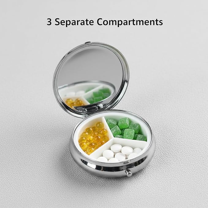 Golden Retriever Dog Small Box for Pill,3 Compartment Pill Case Travel Medicine,Portable Pocket or Purse Pill Organizer Container Holder Hold Vitamins, Medication, Fish Oil Supplements