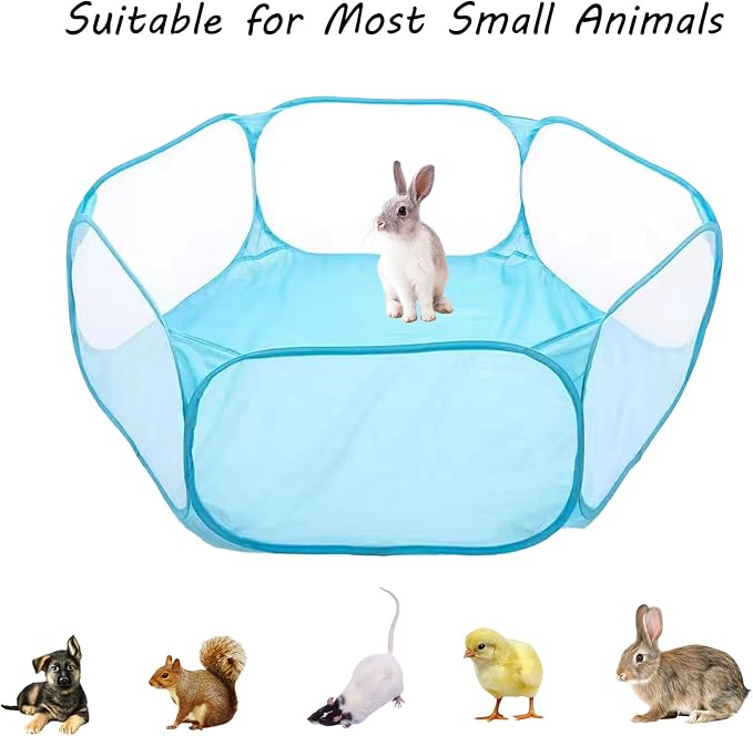 Small Animals Playpen, Portable Pop-up Open Interactive Pet Tent, Indoor Outdoor Fence for Rabbits, Guinea Pig, Hamster, Chinchillas, Kittens, Puppies