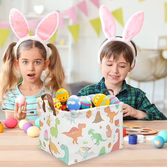 Rectangular Easter Dinosaur Basket,Waterproof kids toy storage box bedroom,Dinosaur Storage Box,kids laundry Basket,Easter Room Decor,Nursery Hamper,Gift Baskets(Dinosaur)