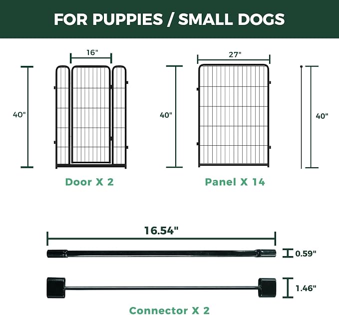FXW Homeplus Indoor Dog Playpen with Divider Connectors, 40" H, 16 Panels | Calm Indoor Play Area, Two-Zone Layout, For Medium & Large Dogs, Patented