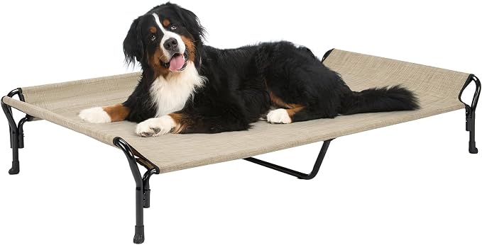 Veehoo Cooling Elevated Dog Bed, XL Raised Dog Cot with Guardrail & Headrest