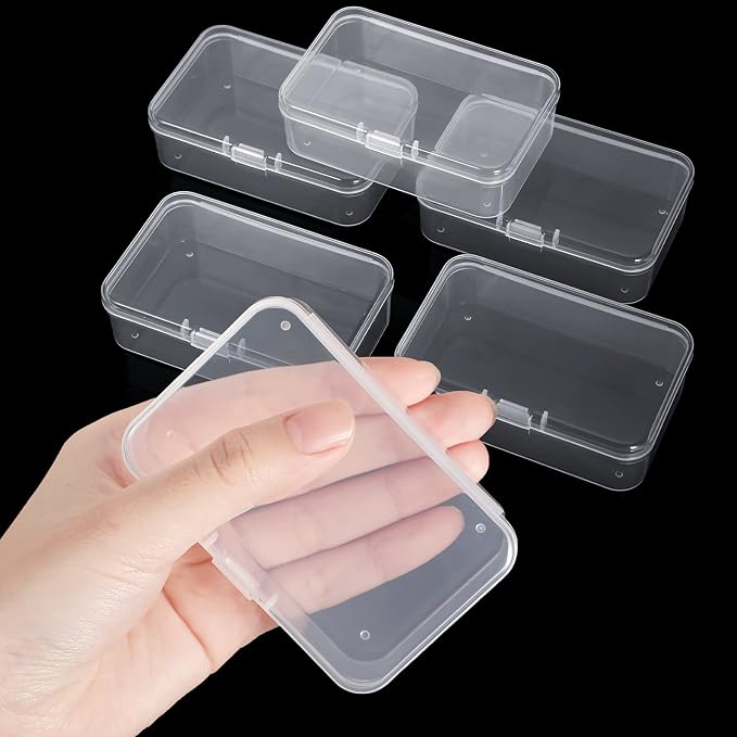 SATINIOR 48 Packs Clear Small Plastic Containers Transparent Storage Box with Hinged Lid for Small Items Crafts Jewelry (3.27x2.13x1.02 Inches)