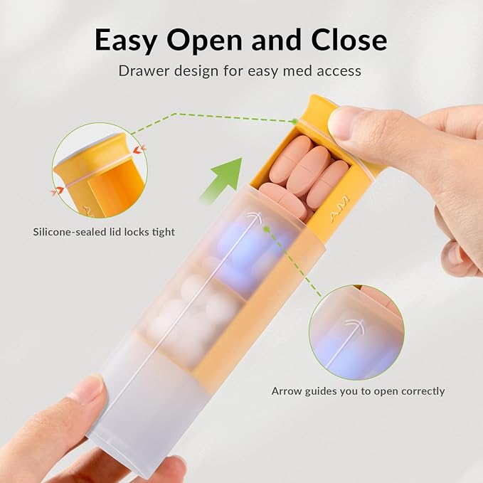 KOVIUU Weekly Pill Organizer 3X a Day, Large Daily 7-Day Pill Box, White | Detachable Pill Case with 3 Compartments | Travel Pill Container Holder for Vitamins, Supplements, Medications | BPA-Free