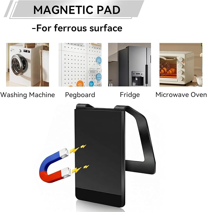 KIHOGEM Magnetic Spray Bottle Hanger | Stainless Steel Spray Bottle Holder with Strong Magnetic Backing for Refrigerator Grill RV 4pcs, Black