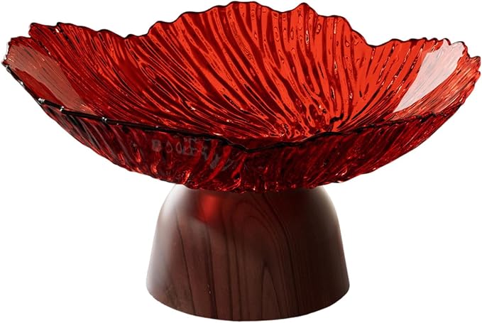 Pedestal Fruit Bowl: Elegant Fruit Bowl with Stand, Decorative Serving Tray And PET Organizer for Dining And Home Parties, red