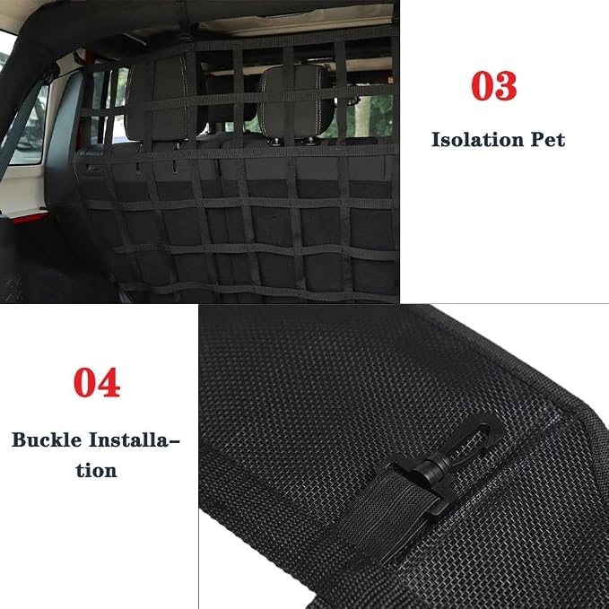 Car Nets Dog Barrier Protector Isolation Pet Net Trunk Safety Mesh For Jeep For Wrangler JK JL For Gladiator JT 2007-2023 Interior Moulding Black Cargo Net