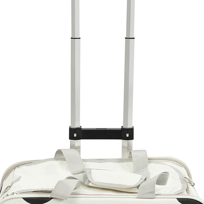 Pet Trolley Bag with Wheels & Retractable Handle, Cow Print Pet Carrier for Cats Small Dogs, Foldable Travel Carrier with Ventilation Windows, 22 Lb Capacity, Airline Approved Pet Bag