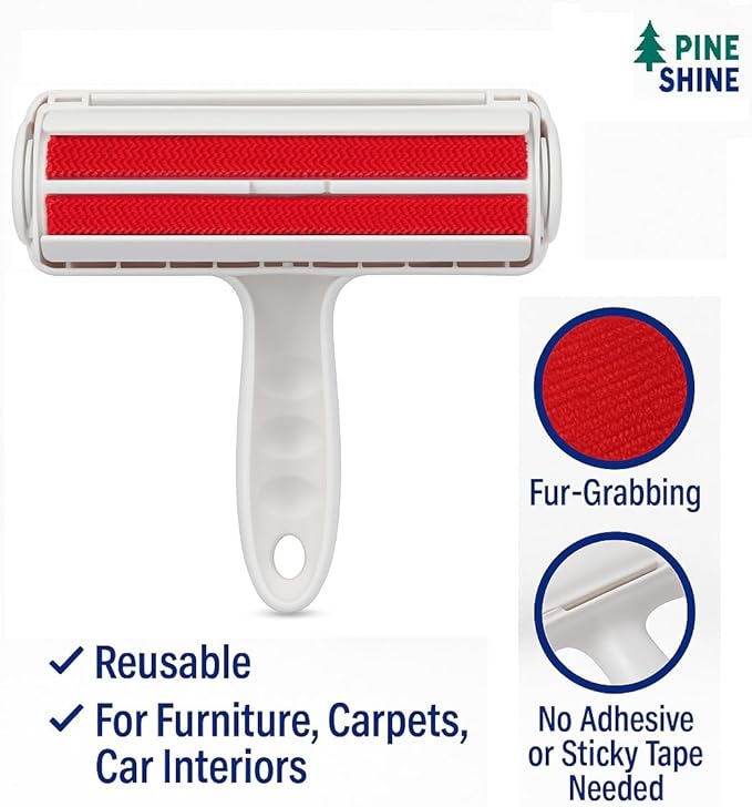 Reusable Pet Hair Remover Roller for Furniture & Carpet – Self Cleaning Lint Roller for Cat & Dog Hair, Fur Remover for Couch, Sofa, Bedding & Clothes, Ergonomic Palm Grip Handle