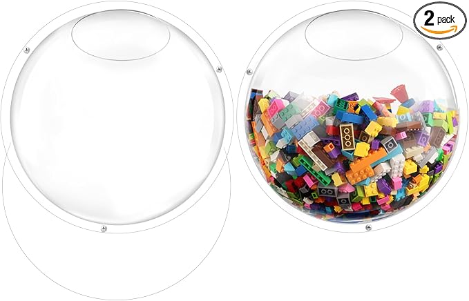 2 Pack Acrylic Wall Organizer Acrylic Toy Dispenser for Wall, Toy Storage Display with Back Panel Hanging Clear Holder for Blocks, Snacks, Cars