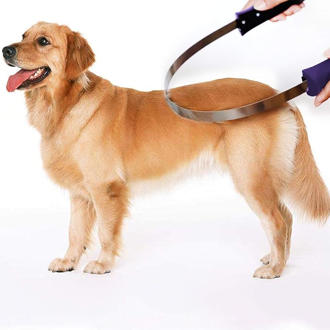 BOTH WINNERS Dual-Sided Shedding Blade with Stainless Steel Blade De-Shedding Tool for All Dog Coat Types- Soft Touch Grip (PURPLE)