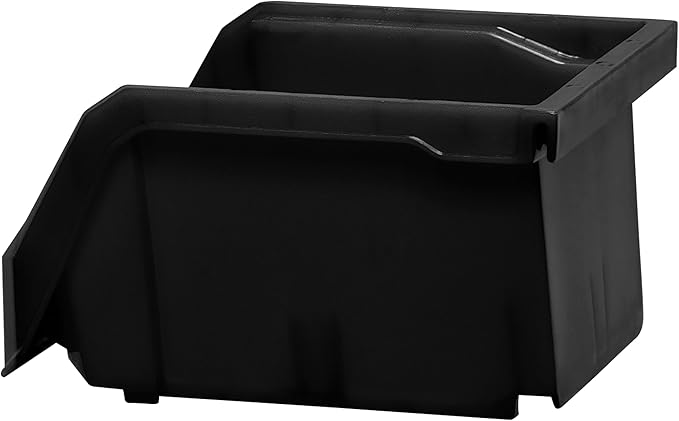 Extra-Small Stackable Plastic Storage Bins, 12-Pack, Black | Open-Front Stackable Bins For Garage, Pantry, Closet & Office, 5"L X 4"W X 3"H, Nests When Empty, Durable Plastic