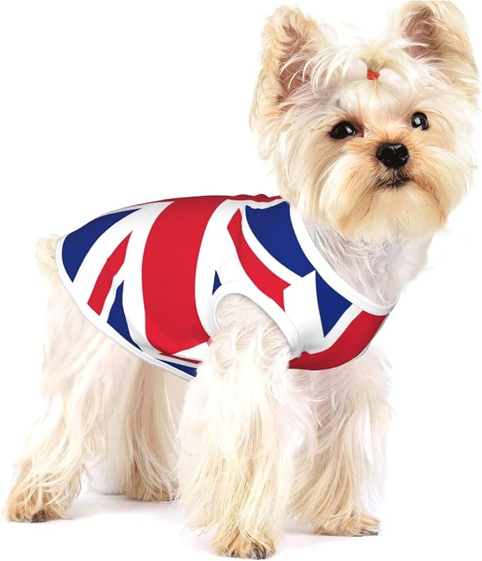 British Union Jack Flag Dog Shirts Sleeveless Puppy Cotton T-Shirts