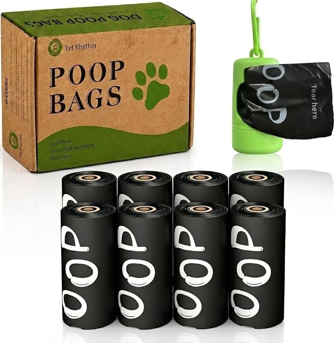 Dog Poop Bags Rolls with Dispenser 120 counts 13x9 in Black | Scented Poop Bags for Dogs Extra Large Guaranteed Leak Proof and Extra Thick, For poop bags for dogs Walking and Cat Litter
