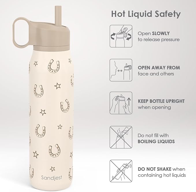 Horse Stainless Steel Water Bottle with Twist Lid 20oz, Horseshoe Travel Insulated Water Bottles for Sports & Gym, Gift for Women Girls Friends Birthday Christmas