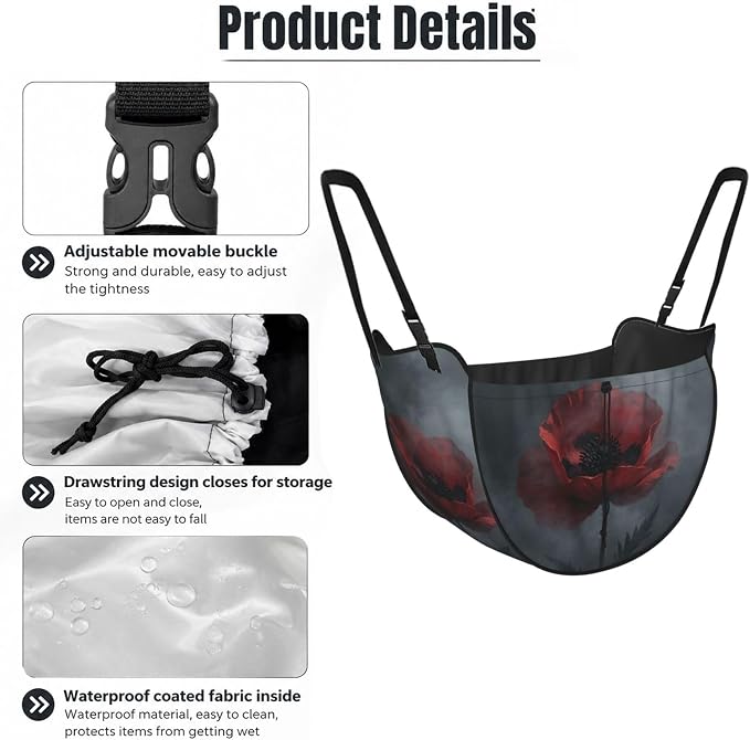 Dark Red Poppy Car Seat Organizer-Backseat Storage Bag for Travel | Waterproof Durable. Holds Snacks Gear Essentials. Fits Most Cars.