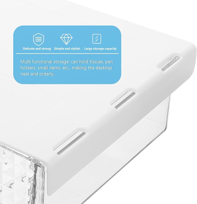 Lurrose Desk Tissue Holder for Office Desk Organization, Resistant to Deformation Storage Bin with Sleek Pet and Abs Material, Compact Tissue Box Cover for Office Use