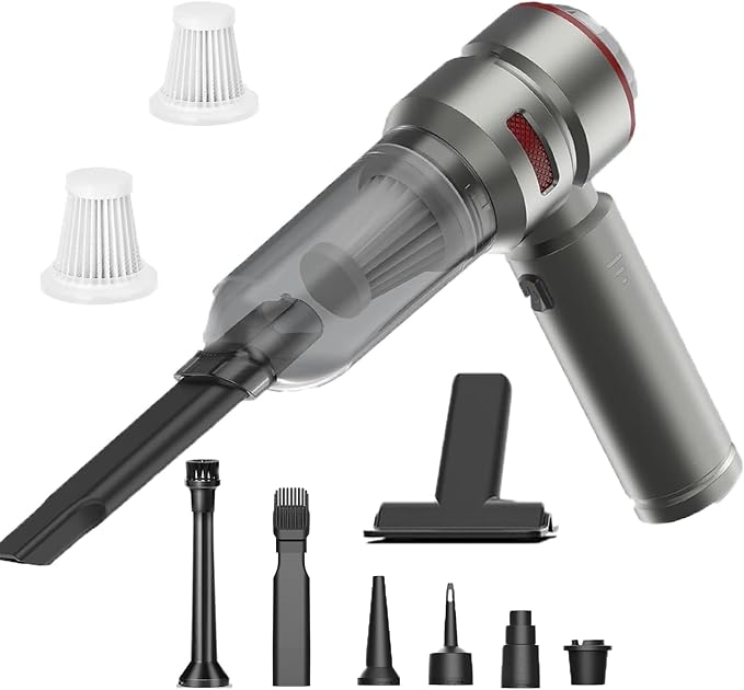 Car Vacuum Cleaner High Power, 20000 Pa 4-in-1 Powerful Vacuum for Car, 6000 mAh, USB-C Rechargeable, Portable, Mini Vacuum Cleaner for Wet/Dry Cleaning, Home, Kitchen, Office, Pet Hair.