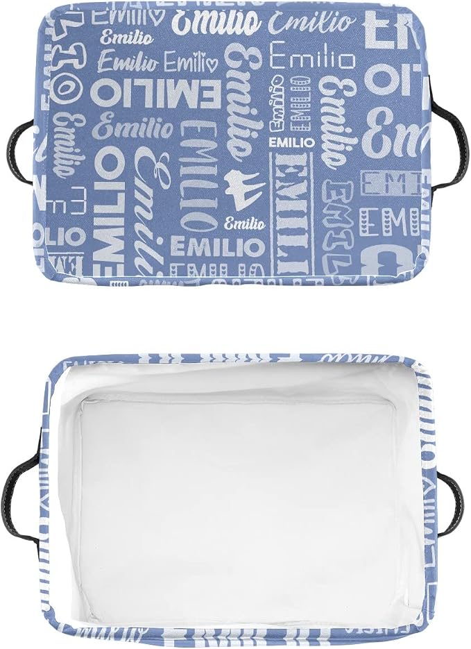 Personalized Toy Box Storage Bins for Boys Girls with Name, Kids Custom Storage Basket Cubes Organizer with Handles, Shelf Closet Storage Baskets Bin Customized Gift, 1 Pack