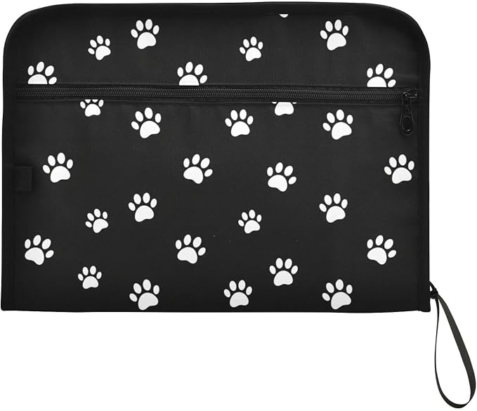 13 Pocket Zipper Expanding File Folder A4 Dog Paw Print | Accordion File Organizer with Front Pouch A4 Letter Size Portable Folders for Documents Receipt School Office Supplies