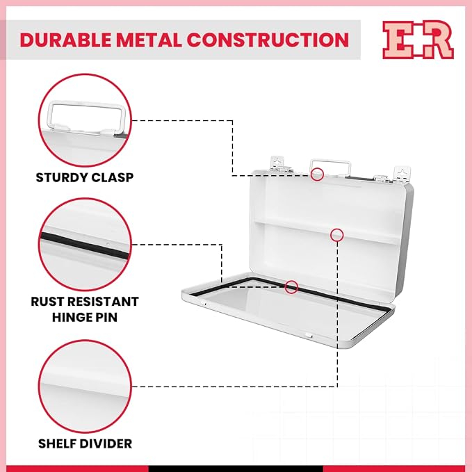 Ever Ready First Aid Metal Case, No.36 – 14” x 10” x 2.5” (Pack of 2)