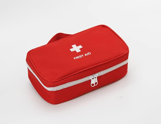 Portable Empty First Aid Kit Bag, Travel Medicine Pouch, Small Medical Bag (Red)