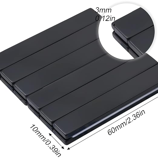 Heavy Duty 12 Pack Neodymium Magnets 60x10x3mm Black | Fridge Magnetic Strips Refrigerator Blocks Crafts Extra Super Sticky Bar for Science Experiments Classroom Craft Office