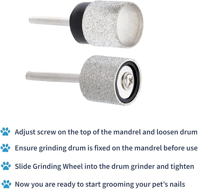 Pet Nail Grinder Diamond Wheel - 120 grit Rotary Tool Sanding Bands for Pet Nail Dremel Tool - Compatible with Any 1/2 inch Mandrel Grinding Tool, (80 grit)