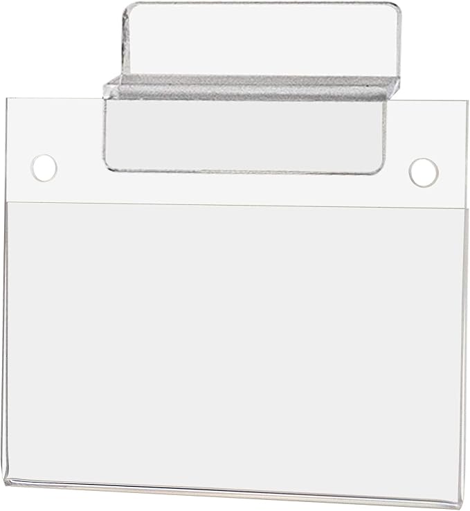 Marketing Holders 6 Pack Slatwall Sign Holder for 3.5" x 2" Horizontal Price Labels QR Codes Clear Acrylic for Restaurants Pet Stores and Craft Stores