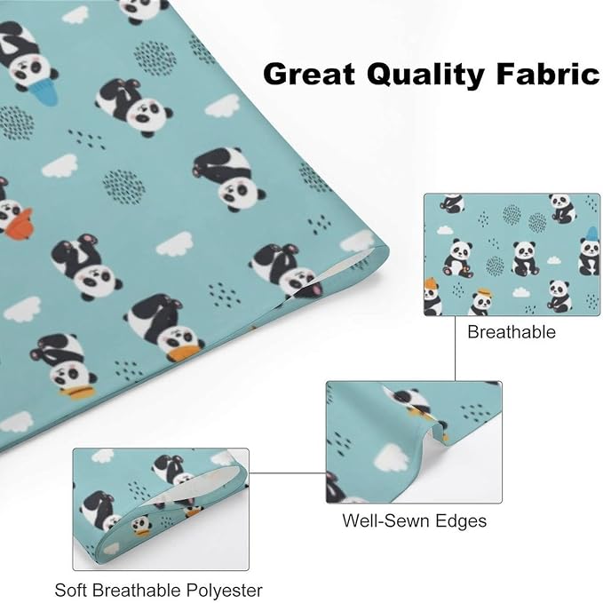 Washable and Comfortable Triangle Handkerchief Panda Blue for Small, Medium, Large Dogs or Cats, Portable Lightweight Pet Scarf