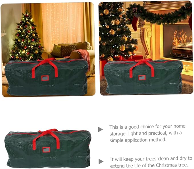 Large Xmas Tree Storage Bag Handles Organizer for Christmas Trees Wreaths Holiday Decorations Sturdy Pet Non-woven for Seasonal Storage