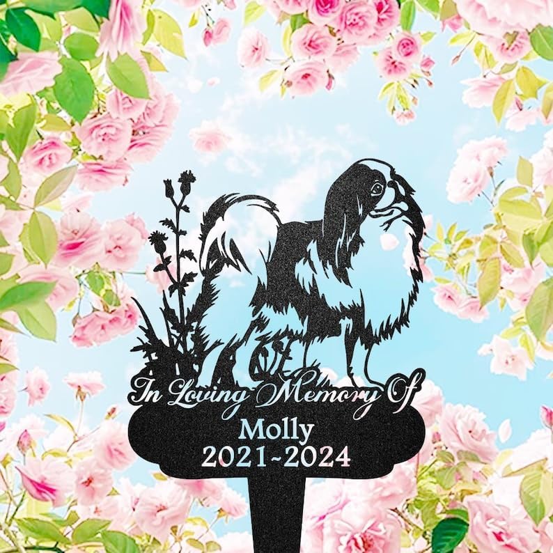 Custom Pekingese Burial Memorial Marker, Dog Pets Headstone Sign | Pet Memorial Gifts for Dogs, Grave Marker, Grave Decorations for Cemetery, Dog Dad Gifts, Back Yard, Garden Decor