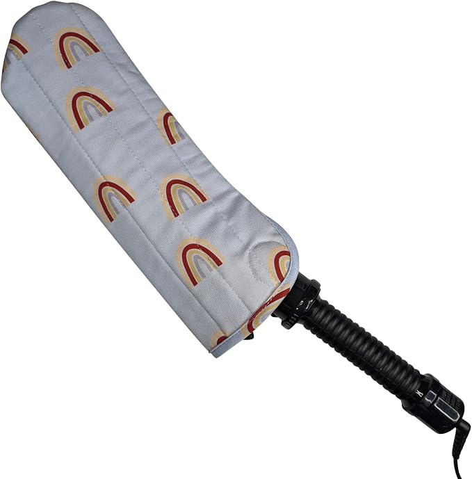 Case/Cover [Heat Resistant] for Curling Irons, Flat Irons or Straighteners, Silicone Coated Lining and Quilted Cotton Pouch for Travel, Gym, or Home [Rainbows]