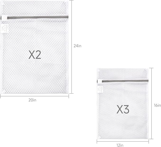 GOGOODA Mesh Laundry Bags for Delicates, 5 Set(3 Medium, 2 XL Large) | Honeycomb Mesh Lingerie Wash Bags, with Zipper Closure for Bras, Underwear, Baby Clothes