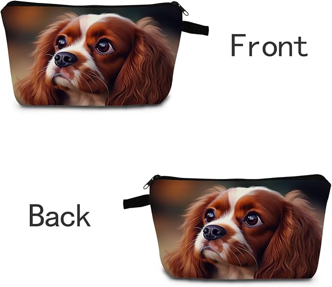 Cavalier King Charles Spaniel Animal Print Women's Cosmetic Bag Makeup Bag Gifts for Dog Lovers