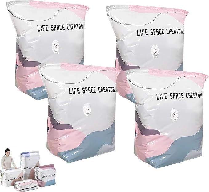 Large-Capacity Vacuum Bags – No Pump Needed, No Pump 3D Large Vacuum Storage Bag Compression Bags, Life Space Creator Storage Bag for Jumbo Clothes Bedding,Comforters,Off‑season Gear (2ML)