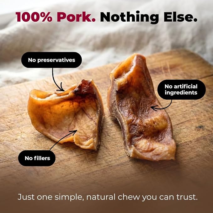 Best Pet Supplies GigaBite Half Cut Pig Ears for Dogs - 40 Count | Single Ingredient, All Natural, Supports Dental Health, Perfect for Training, Slow Roasted Chews