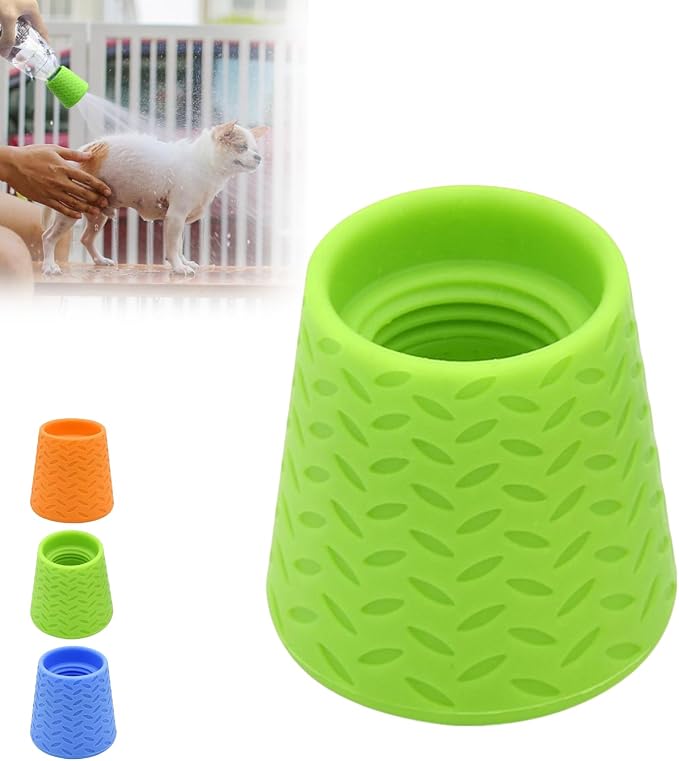 Outdoor Shower for Dogs, Portable Silicone Pet Rinse Sprayer for Water Bottles, Gentle Multi-Hole Outdoor Dog Wash Tool for Camping, Hiking, Beach & Travel, Lightweight Paw (Green)