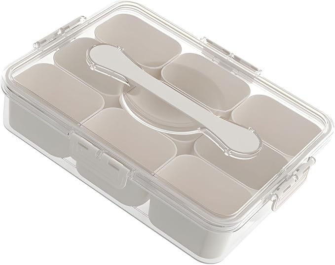 9 Compartment Food Storage Container with Clear Lid for Spices Dry Goods and Snacks Home Organization Dry Food Storage Container